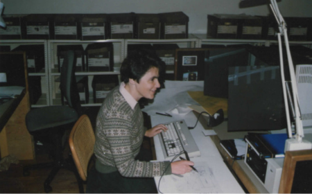 UCD alumna Mary Doran working in an architect's office on 5th Avenue.